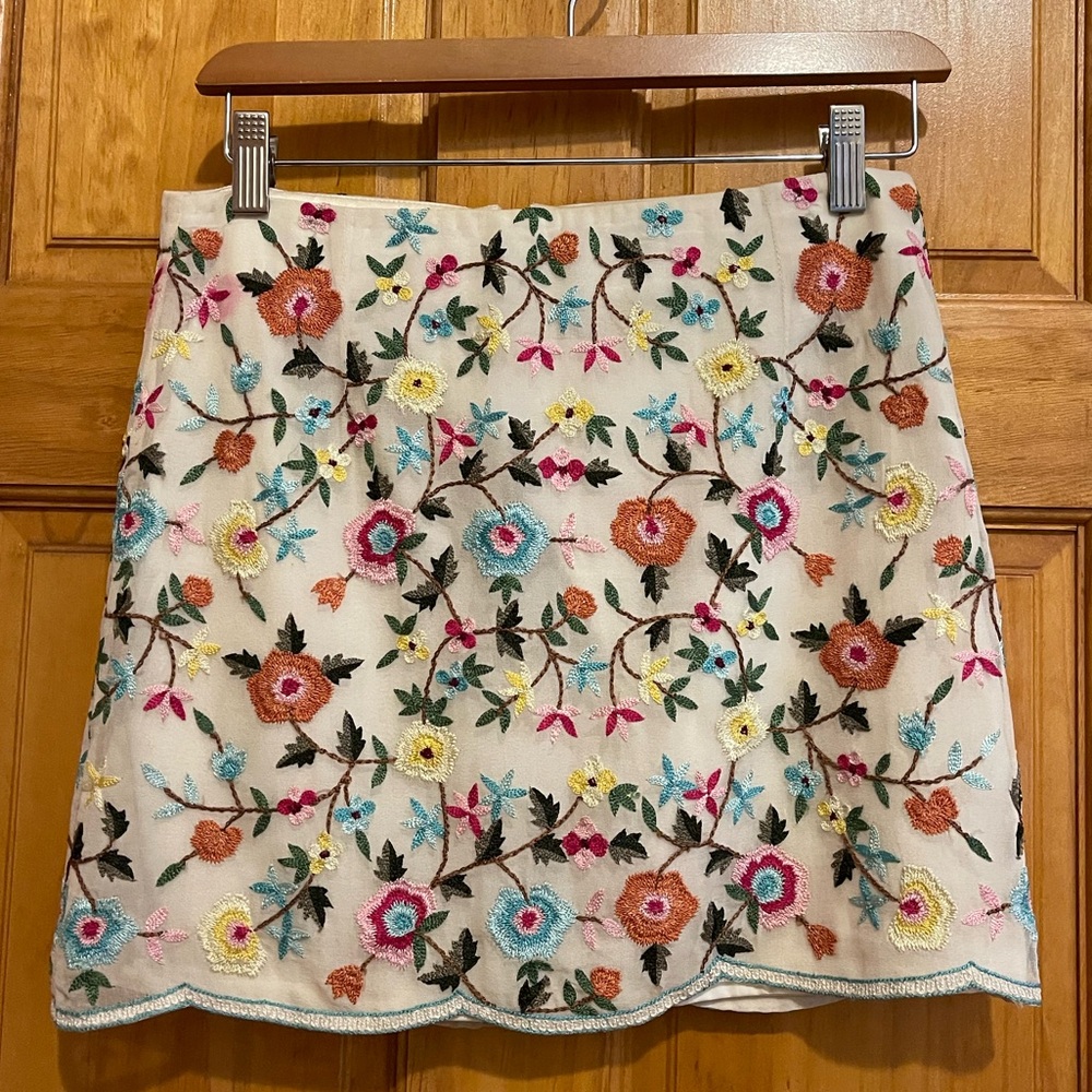 Emma Black 100% Silk Embroidered Lace Mini Skirt Floral Embroidered Skirt - Picture 11 of 16